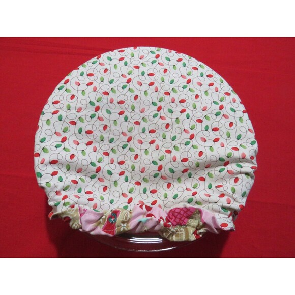 Kitchenaid Bowl Cover Reversible Gingerbread Houses Pink Glitter Fabric - Picture 4 of 8